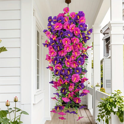 Artificial Flowers Four-Bundle Hanging Morning Glory Set with Flexible Stems in Three Style Options