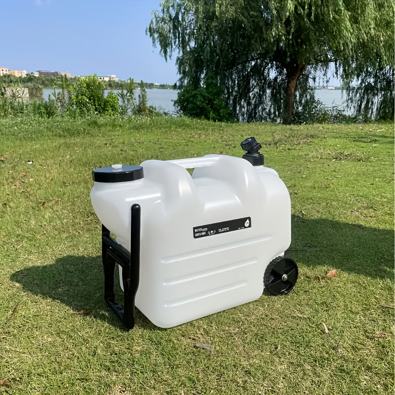 Portable Water Tank with Wheels 7.4 Gallon – Large Capacity Durable PE Square Water Container Jug for Camping, Hiking