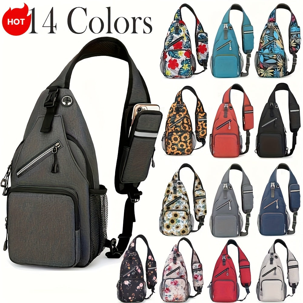 Lightweight Multi-Pocket Sling Crossbody Bag for Women and Men with Zip Compartments and 14 Color Styles