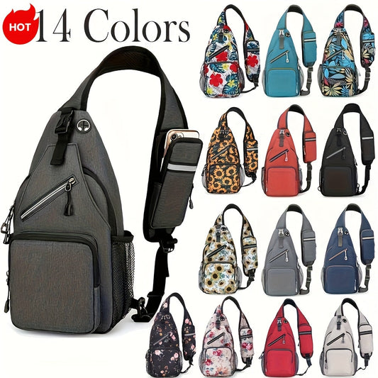 Lightweight Multi-Pocket Sling Crossbody Bag for Women and Men with Zip Compartments and 14 Color Styles