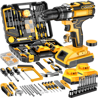 Cordless Impact Drill Set 21V - Wireless Power Drill with Battery & Quick Charger, Multifunctional Tool Kit for Home