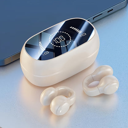 Wireless Earbuds with Mirror LED Charging Case, Touch Controls and Optional AI Translation in Black or White