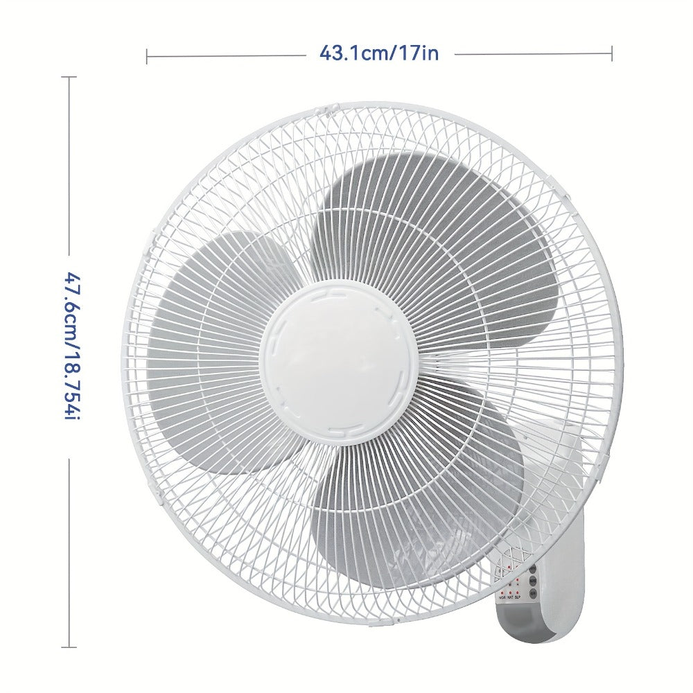 Wall Mounted Fan 18"/16" with 3 Speed Settings, Quiet Electric Fan for Home, Garage & Industrial Use
