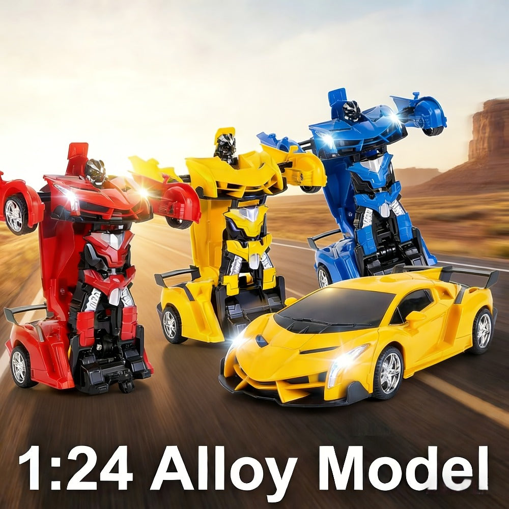 Transforming RC Robot Car for Kids 2.4GHz, One-Button Deformation Stunt Car 360 Drift LED Lights