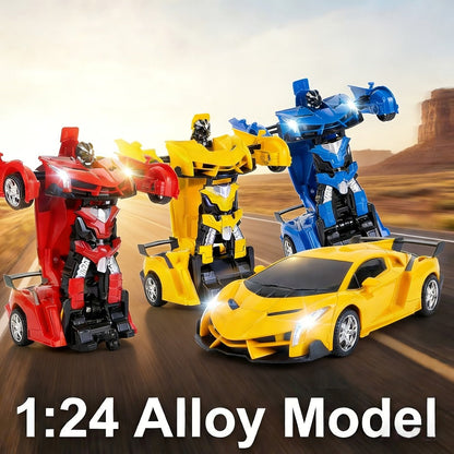 Transforming RC Robot Car for Kids 2.4GHz, One-Button Deformation Stunt Car 360 Drift LED Lights