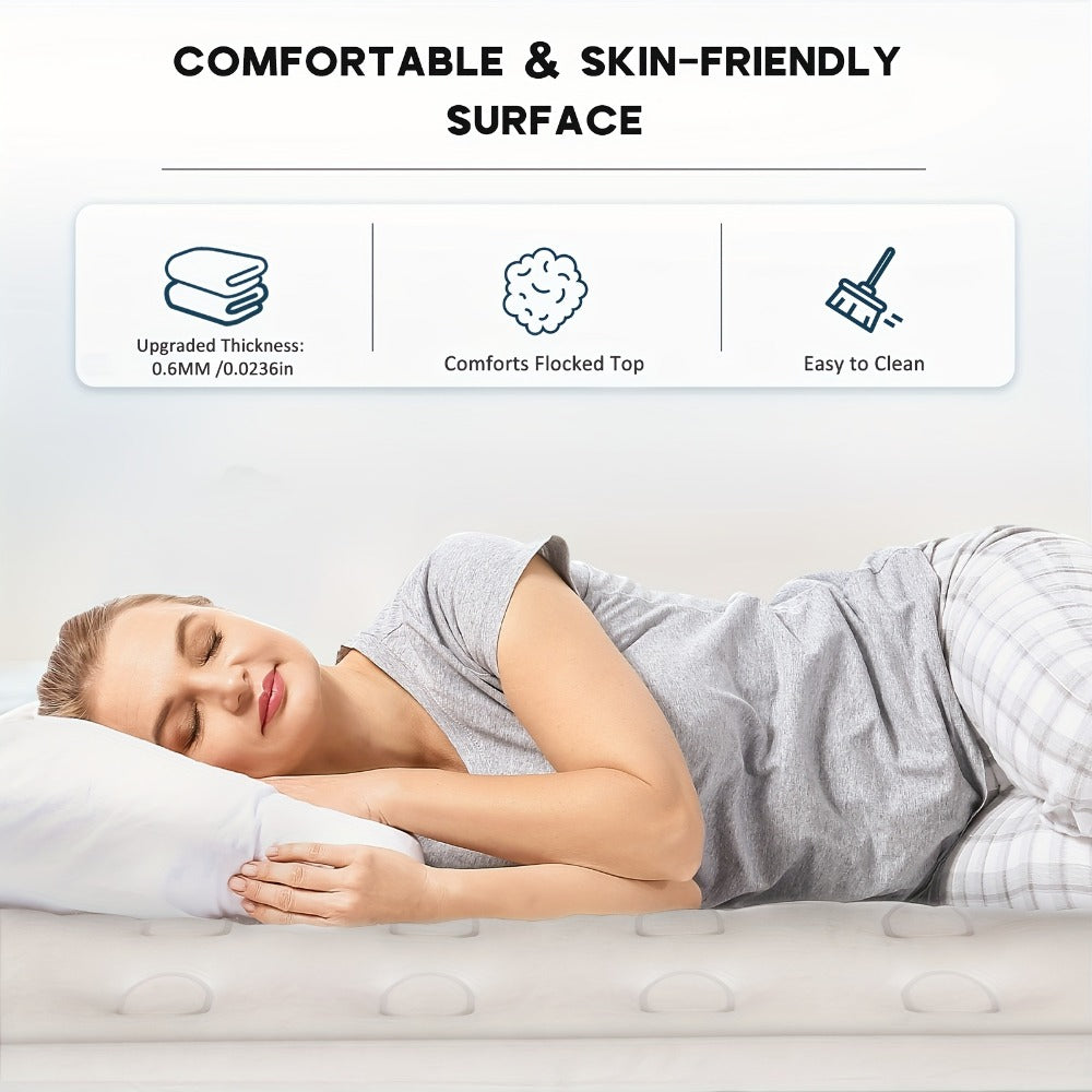 Air Mattress with Built-In Pump, 18'' Self-Inflating Portable Air Bed for Home, Camping & Travel