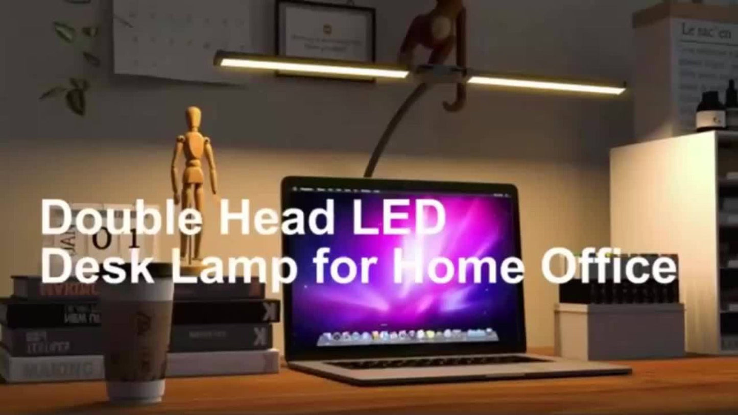 Dual Head LED Desk Lamp Touch Control 3 Color Modes 10 Brightness Levels Flexible Gooseneck for Entryways, Bedrooms and Living Spaces