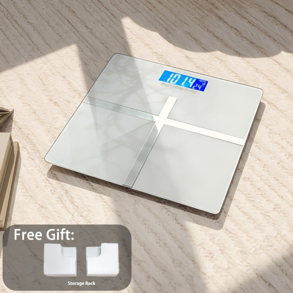 Digital Bathroom Scale High Precision – 396 lb Capacity Electronic Weight Scale with LCD Display, Available with Tape Measure & Storage