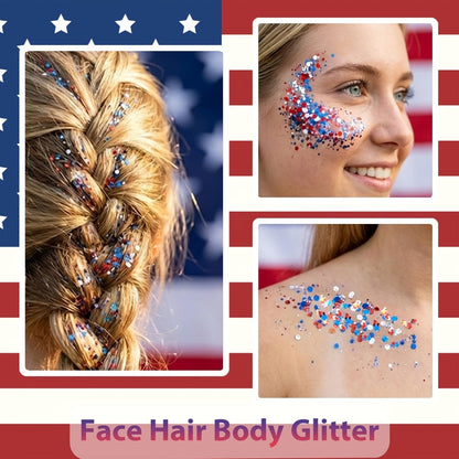 Glitter Makeup Stick Red & Blue Multi-Use Glitter Gel for Face Hair & Body – Patriotic American Flag Theme for July 4th Independence Day