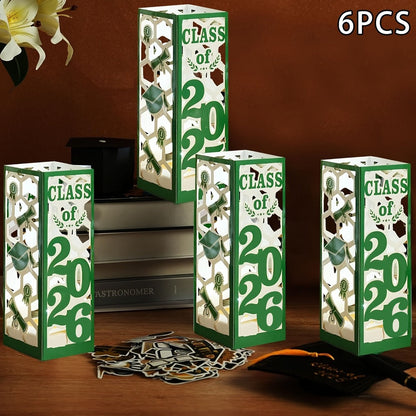 Graduation Centerpiece Set 6pcs Class of 2026 – Decorative Lantern Box Table Decorations for High School & College Graduation Party