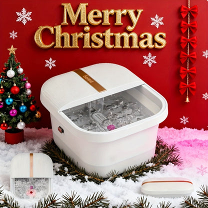 Foldable Foot Spa Bath Massager with Heating, Temperature-Controlled Foot Soak Basin with Massage Rollers