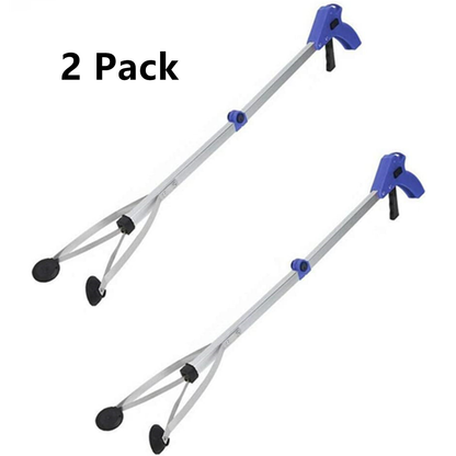 32-Inch Foldable Reacher Grabber 2-Pack with Aluminum Extenders, Rubber Suction Cup Grippers and Ergonomic Handles