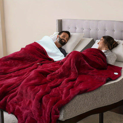 Electric Heated Blanket Flannel Sherpa - 6 Heat Settings, Auto Shutoff, Quick Heating, ETL & FCC