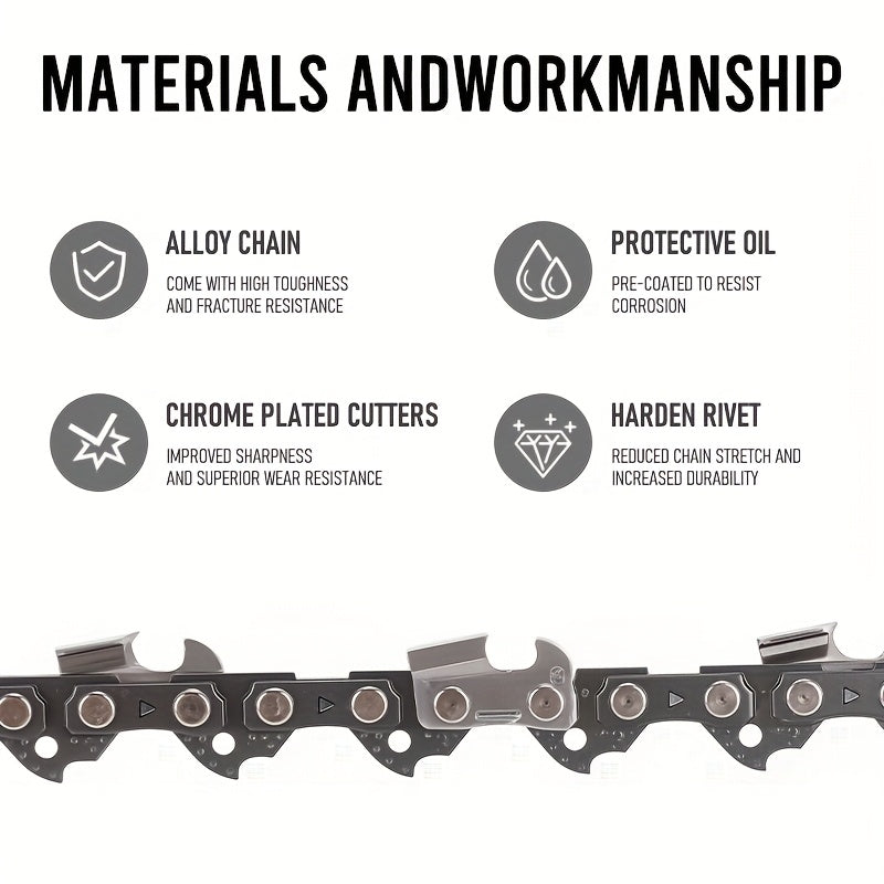 Chainsaw Chain Replacement Alloy, Wood Cutting Logging Tree Trimming for Garden, Patio and Yard Use