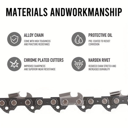 Chainsaw Chain Replacement Alloy, Wood Cutting Logging Tree Trimming for Garden, Patio and Yard Use