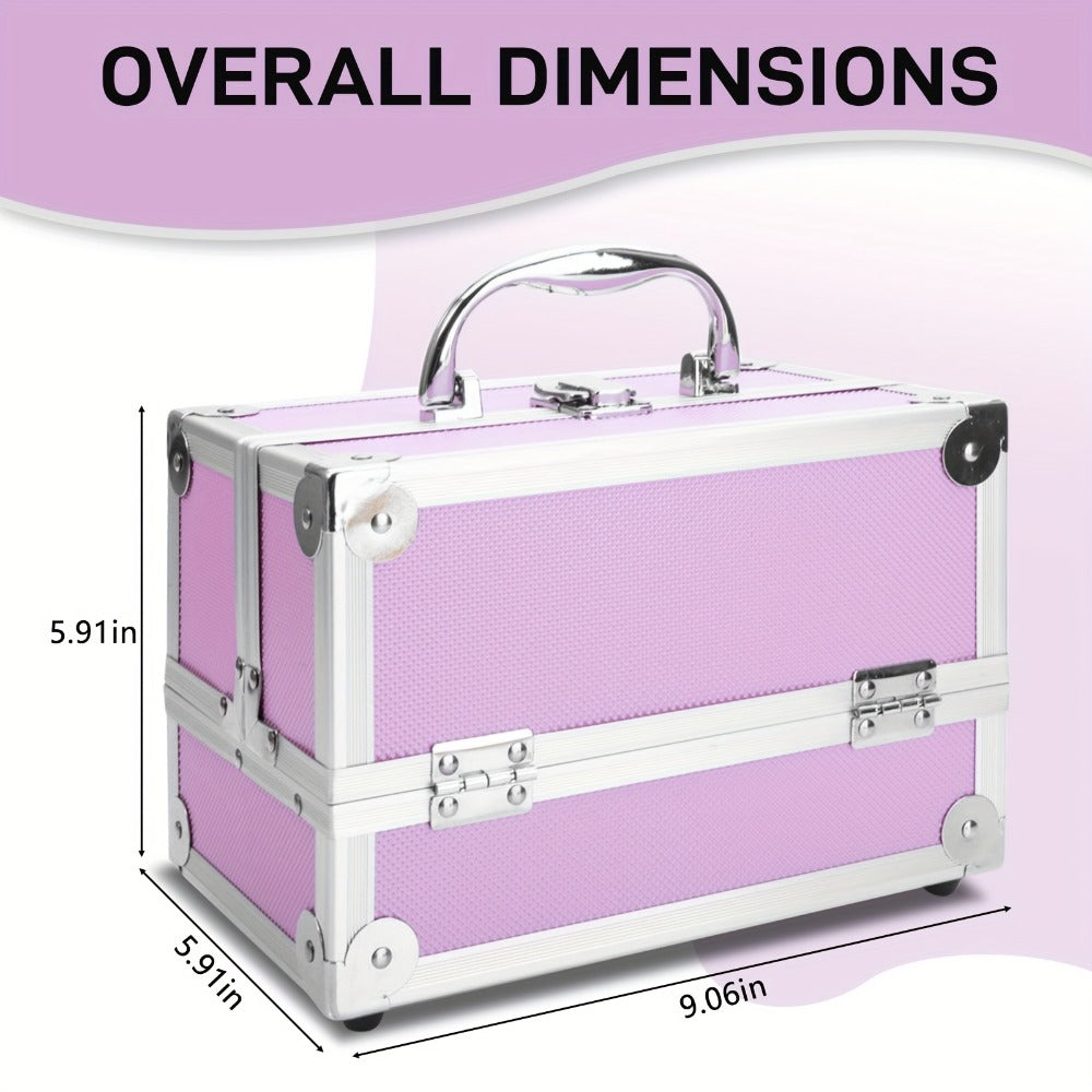 Rolling Makeup Case Aluminum 4-in-1 Extra Large Professional Cosmetic Trolley with 360° Swivel Wheels for Makeup Artist Tattoo Artist Salon