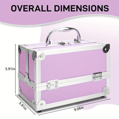Rolling Makeup Case Aluminum 4-in-1 Extra Large Professional Cosmetic Trolley with 360° Swivel Wheels for Makeup Artist Tattoo Artist Salon