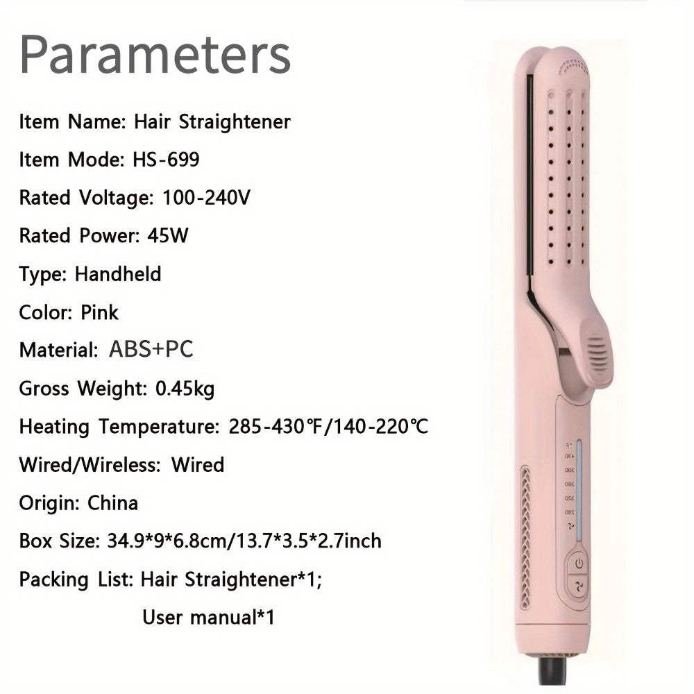Two-in-One Airflow Hair Styler with Curved Plates, Five Temperature Settings and Pink or Black Finish