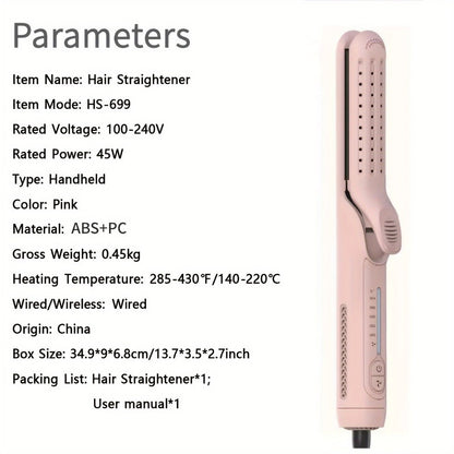 Two-in-One Airflow Hair Styler with Curved Plates, Five Temperature Settings and Pink or Black Finish