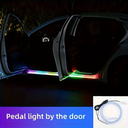 RGB LED Strip Lights Car Interior 60 Inch 2 Pack – Neon Door Pedal Sill Accent Light with Remote Control, USB Powered, 16 Colors Music Sync