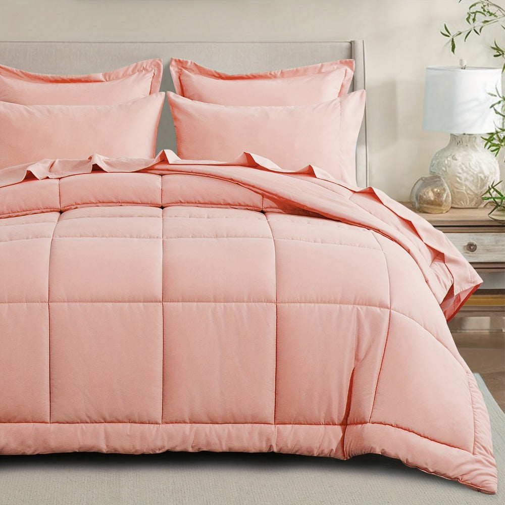 7 Piece Comforter Set Luxury Soft Fluffy Bedding All Season Bed in a Bag with Comforter Fitted Sheet Flat Sheet Pillowcases Hypoallergenic