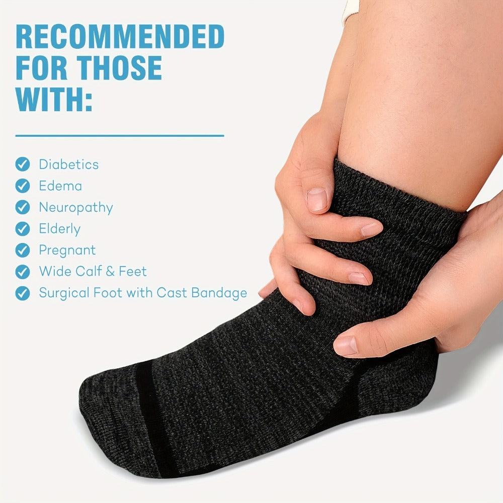 Wide Calf Socks 5 Pairs Loose Top Non-Binding Breathable Crew Socks for Men Women Plus Size for Entryways, Bedrooms and Living Spaces
