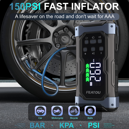 Jump Starter 20000mAh 9-in-1 with Air Compressor Tire Inflator for All Gas 3.7gal Diesel Large SUV for Garden, Patio and Yard Use