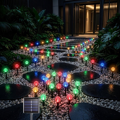 Solar Garden Light Crystal Bubble Ground Stakes 30-Pack with 8 Modes and Two Color Options