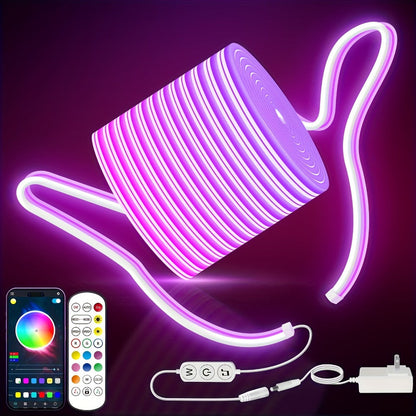 LED Neon Rope Light, RGB Color Changing Light Strip, App & Remote Control, Music Sync, Silicone Neon Light for Bedroom