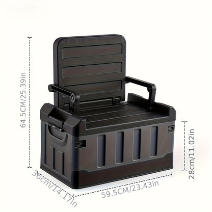 Camping Storage Box Chair with Folding 23.43-Inch Base, Raised Backrest and Five Color or Liner Options