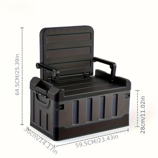 Camping Storage Box Chair with Folding 23.43-Inch Base, Raised Backrest and Five Color or Liner Options