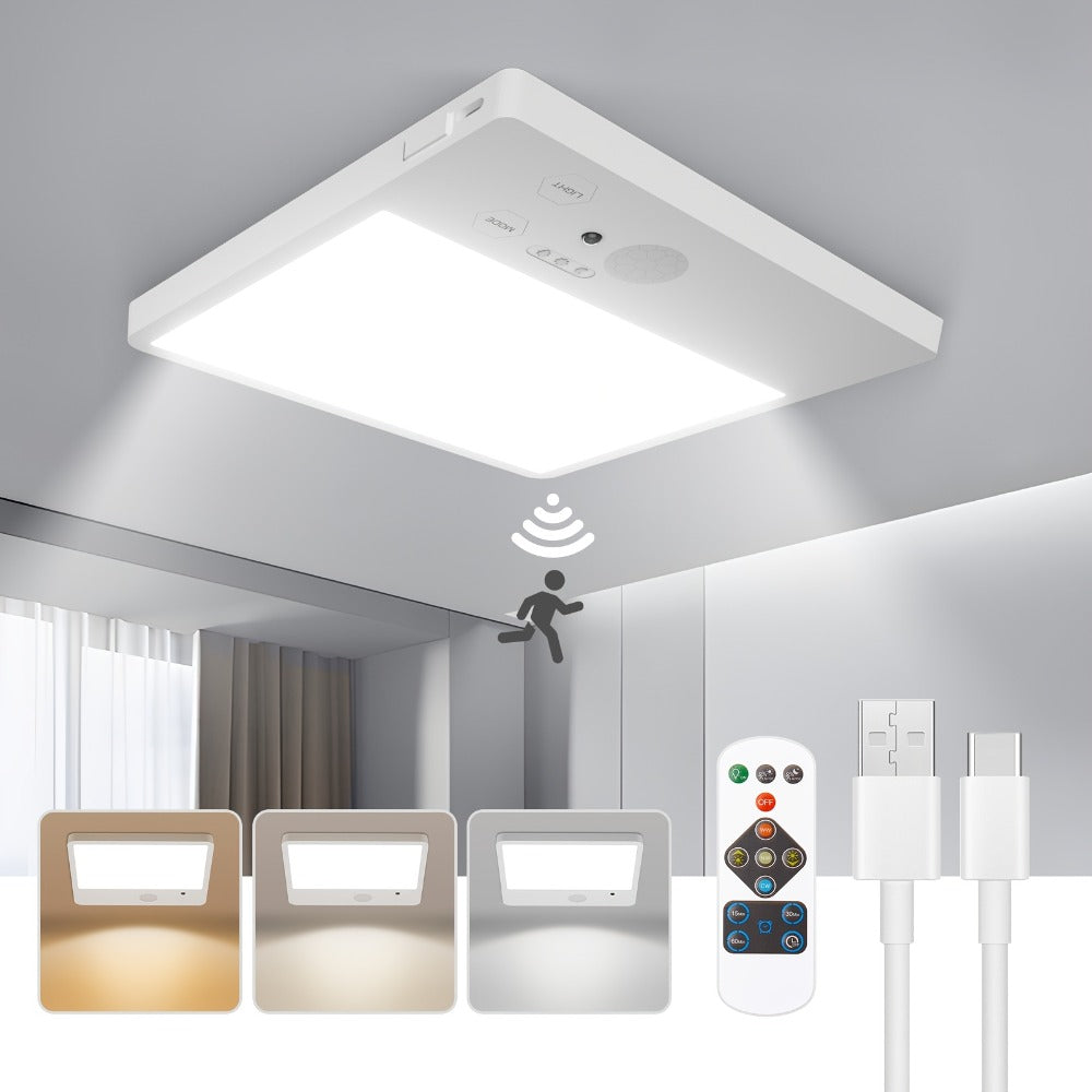 Wireless LED Ceiling Light Motion Sensor Rechargeable Battery Powered 3 Color Temperatures for Home Cooking, Dining and Outdoor Meals