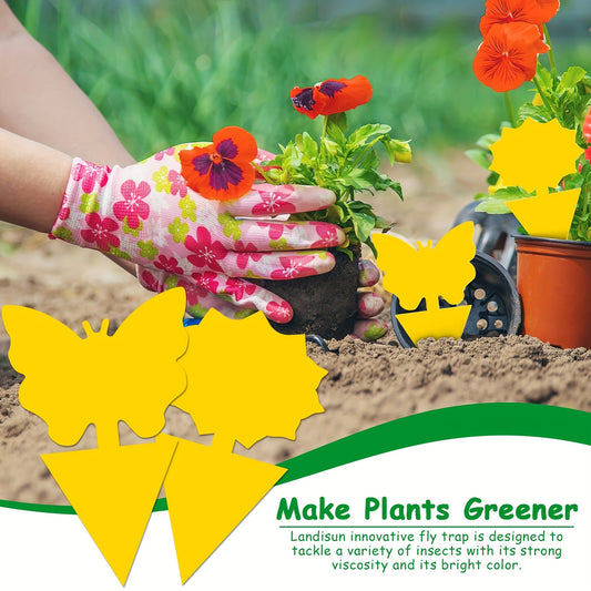 Yellow Butterfly or Gerbera Plant Sticky Traps in Seven Shape-and-Count Options from 40 to 120 Pieces