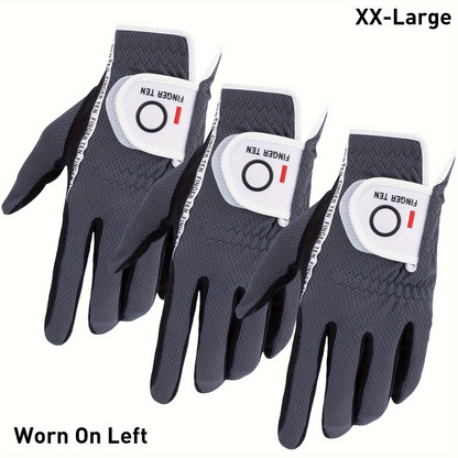 Wet Weather Golf Gloves Rain Grip 3-Pack for Men | Breathable Water-Resistant Golf Gloves for Left & Right Hand