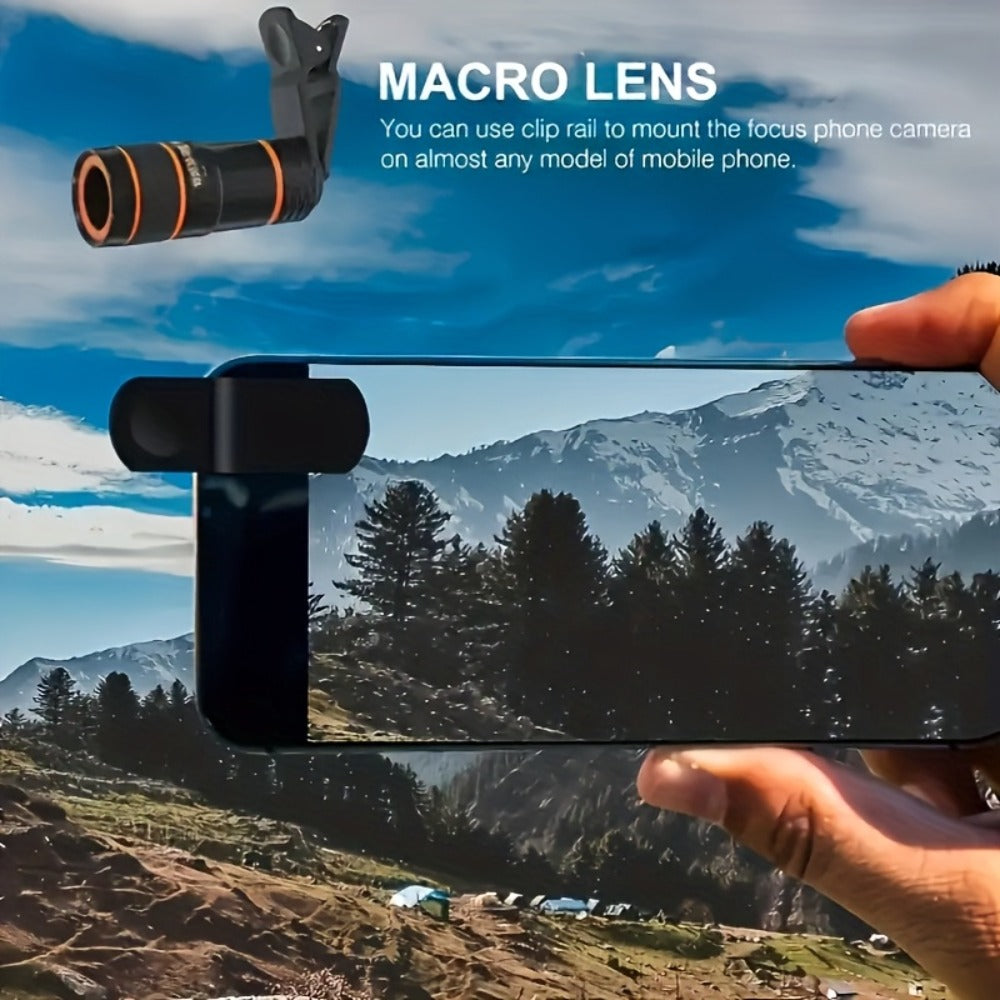 Portable Telephoto Zoom Lens for Smartphone – HD 2-in-1 Wide-Angle & Telephoto Clip-On Mobile Camera Lens, Precision Focus Ring