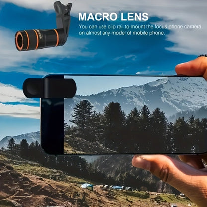 Portable Telephoto Zoom Lens for Smartphone – HD 2-in-1 Wide-Angle & Telephoto Clip-On Mobile Camera Lens, Precision Focus Ring