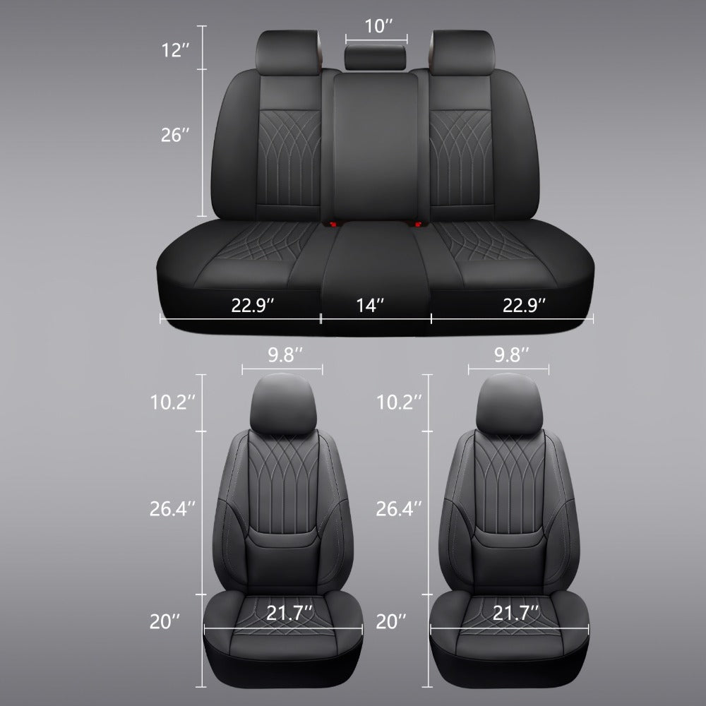 Car Seat Covers PU Leather Full-Coverage Set with Two-Front or Five-Seat Configuration Options