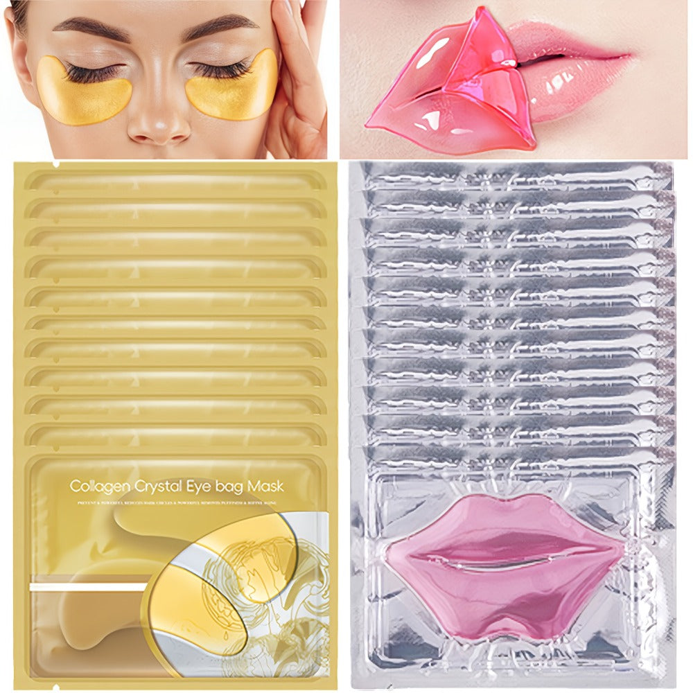 Hyaluronic Acid Eye & Lip Mask Patches, Overnight Sleeping Mask Set for Deep Moisture, Anti-Dry, Plumping & Smoothing