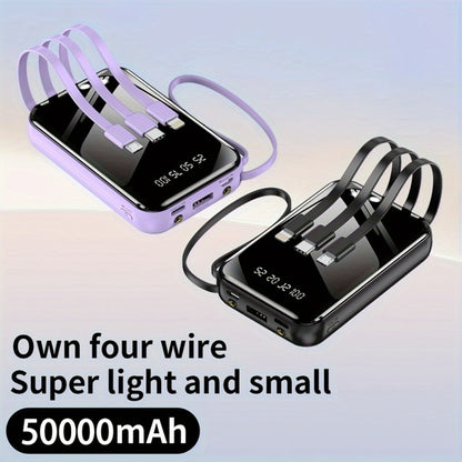 Power Bank 50000mAh 22.5W with Integrated Cable Array, Digital Display and LED Flashlight in Two Colors