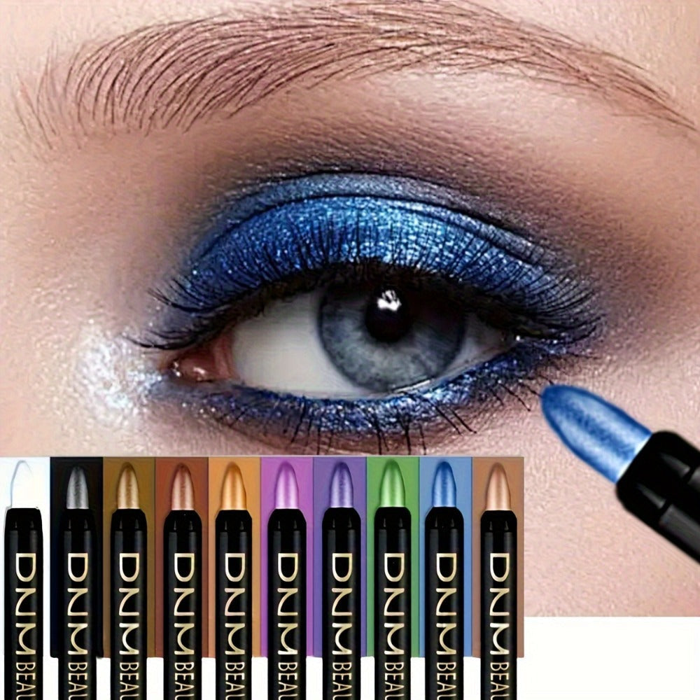 Smoky Eye Shadow Pen Set 10 Colors, Waterproof Rotating Eyeshadow Stick with Pearlescent & Matte Finishes