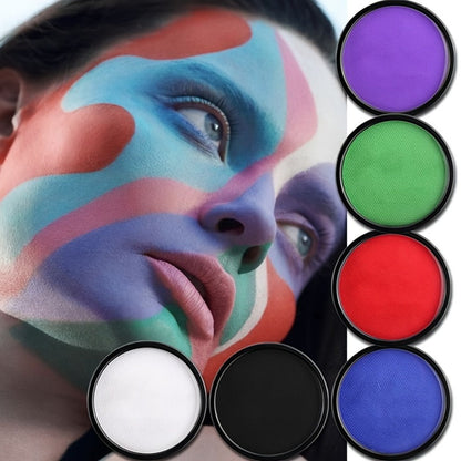Water Activated Face Paint Kit 6 Colors with 10 Brushes, Water Based Face Body Paint Palette Black White Red