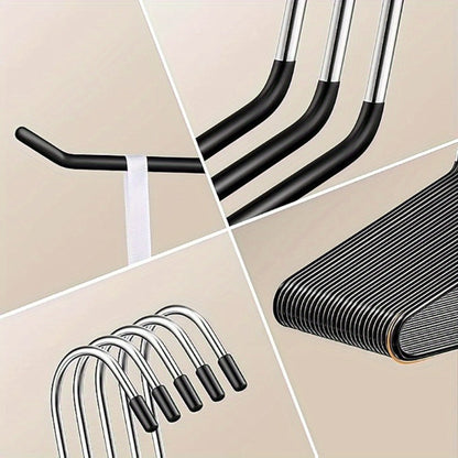 Pants Hangers Metal Open Leg Non-Slip – Heavy Duty Trouser Jeans Hanger for Wardrobe, Space Saving, Black or White, 10/20/30/50pcs