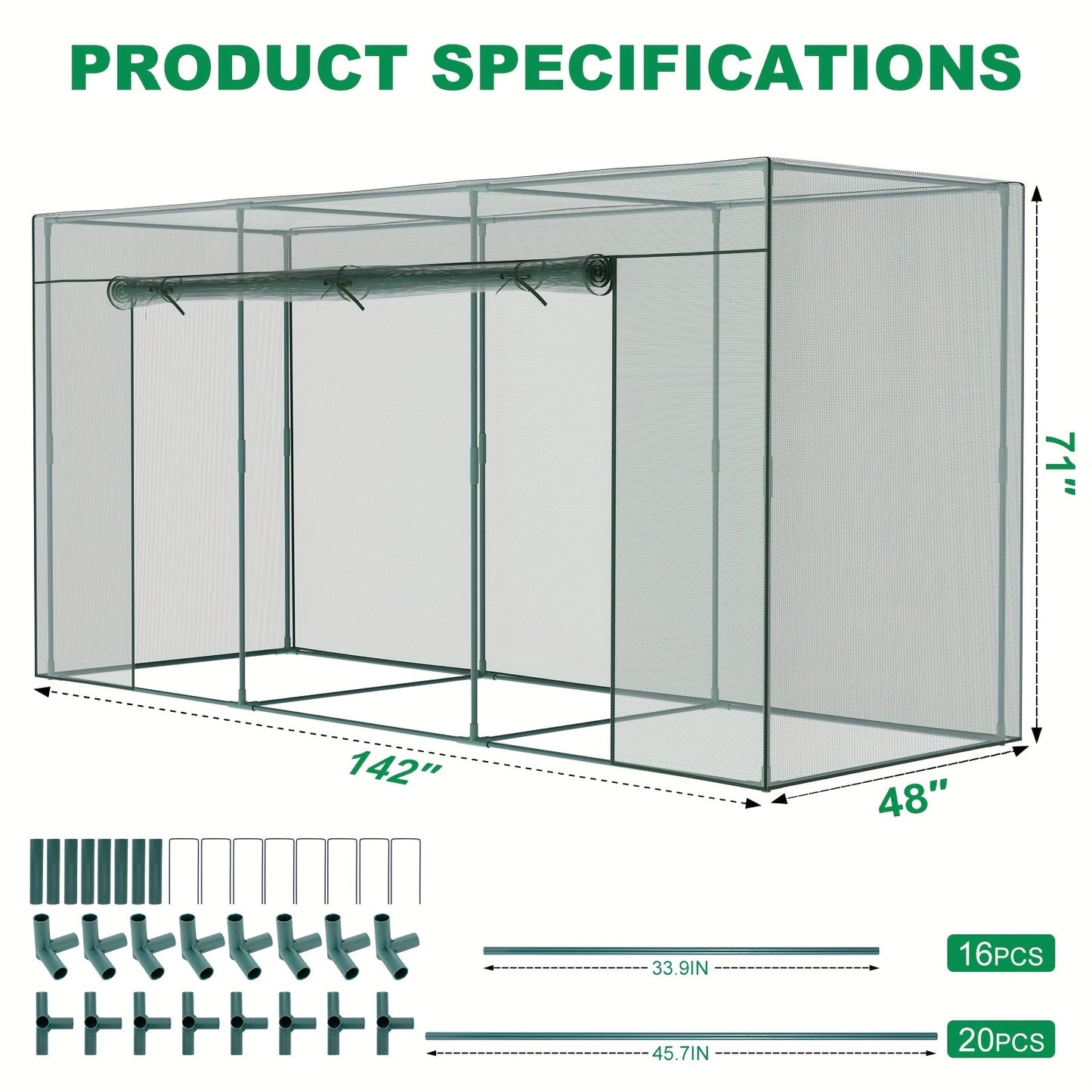 Plant Protection Tent Crop Cage with Zippered Door & Square Frame, Raised Garden Bed Cover Wind-Resistant for Outdoor Vegetables