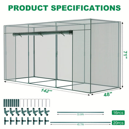 Plant Protection Tent Crop Cage with Zippered Door & Square Frame, Raised Garden Bed Cover Wind-Resistant for Outdoor Vegetables
