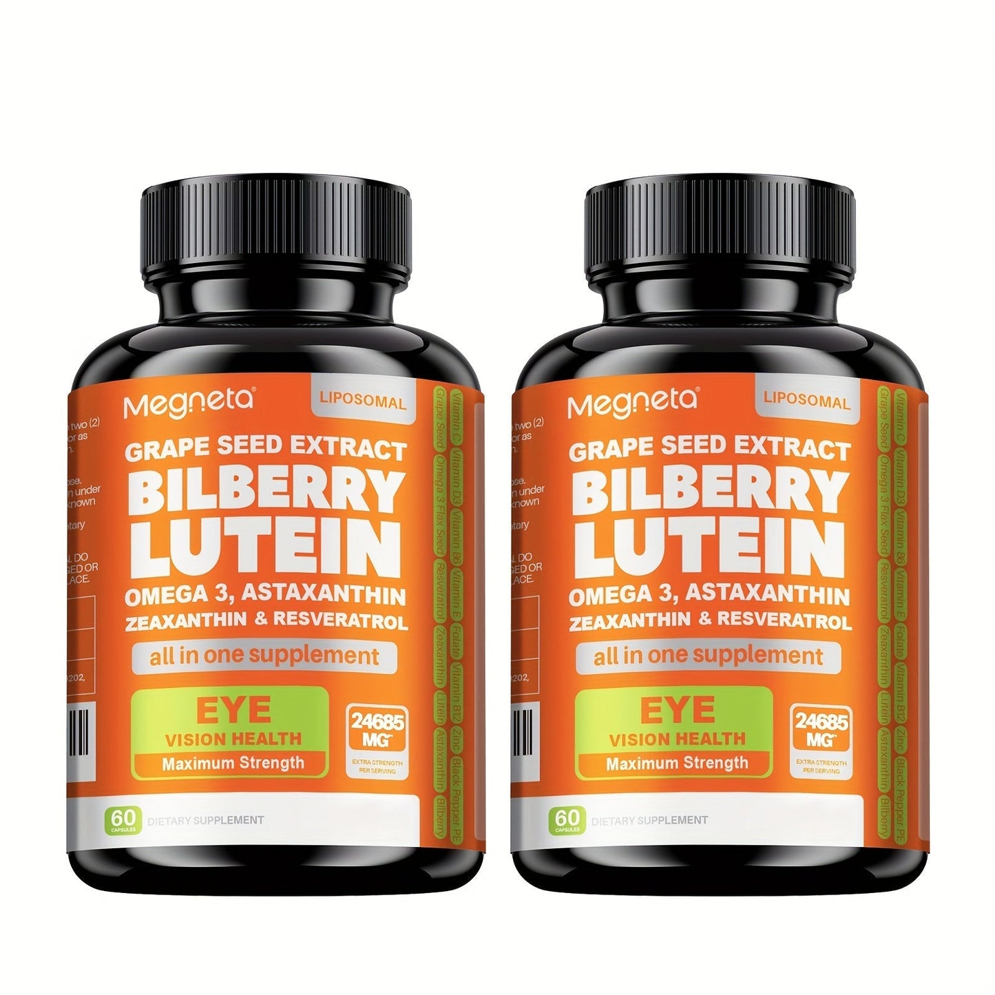 Eye Vitamins with Lutein & Zeaxanthin Capsules, Enhanced with Astaxanthin, Omega-3, Bilberry & Resveratrol for Vision Health Support