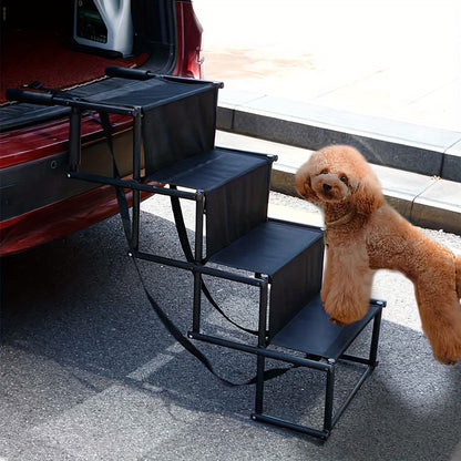 Dog Car Ramp Foldable Non-Slip – Collapsible Pet Ramp for Cars SUVs & Trucks, Lightweight Portable Dog Steps for Large Small Dogs