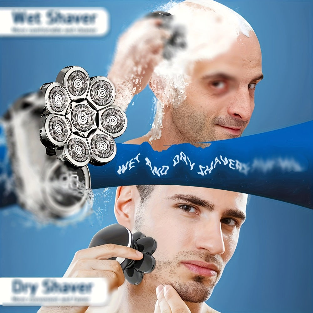Bald Head Shaver Electric - 5-in-1 Rechargeable Grooming Kit with Type-C Fast Charging for Everyday Face, Beard and Body Grooming
