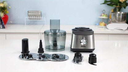 Food Processor 600W 6-in-1 Electric Food Chopper 12-Cup Bowl for Chopping Mincing Dicing for Entryways, Bedrooms and Living Spaces