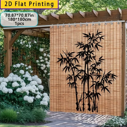 Blackout Curtains Chinese Bamboo Pattern Privacy Panels for Patio Balcony Garden Courtyard Tea Room Outdoor Indoor Minimalist Zen Decor