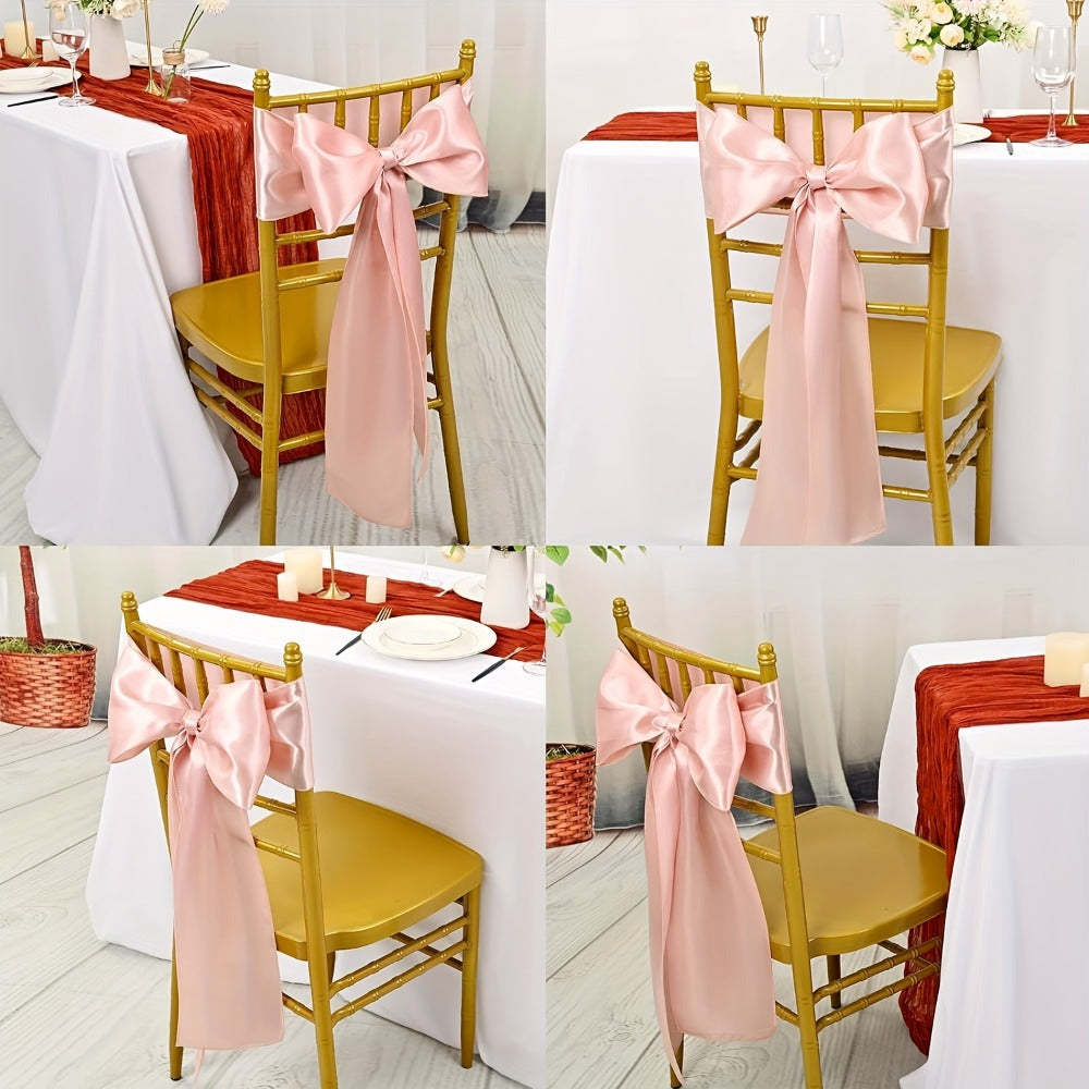 100pcs Satin Chair Sashes Bows for Wedding Banquet Party Event Decoration, 13 Colors, 18×275cm